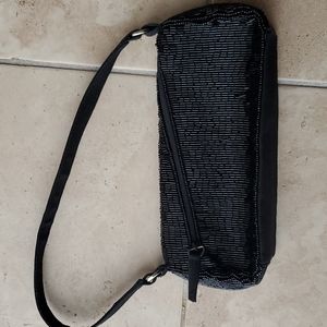 Black beaded evening bag